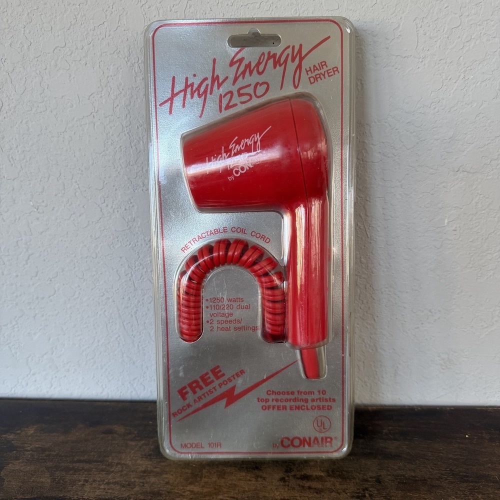 Vintage VHTF Conair Red High Energy 1250‎ Hairdryer Model 101R New Old Stock NOS